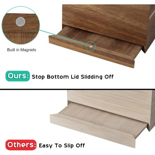 ALELION Tissue Box Cover Square - Acacia Wood Tissue Box Holder for Tabletop Night Stands Bathroom Office - Decorative Facial Cube Tissue Box Cover for Modern Farmhouse Decor