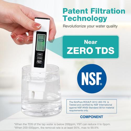 SimPure Y9T UV Countertop Reverse Osmosis Water Filter, Near Zero TDS 300 GPD 6 Stage Purification, RO Water Filtration System, Super Fast Filtering Portable Water Purifier