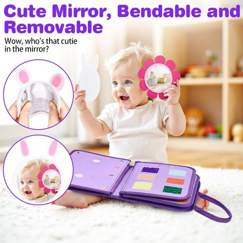 JHkim Busy Board Montessori Toys for Toddlers, Birthday Gifts for Girls, Autism Sensory Travel Toy, Educational Activity Busy Book, Preschool Learning Fine Motor Skills Toys,Purple