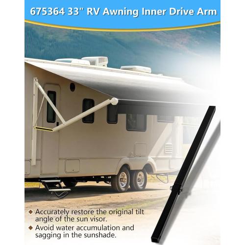 675364 33 RV Awning Inner Drive Arm Fit for Solera Regal 63 Assemblie, Aluminum Rail Anti-Rust Awning Pitch Arm, Black