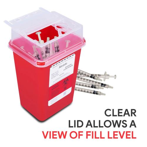 Sharps Container for Home Use and Professional 1 Quart (3-Pack) by Alcedo | Biohazard Needle and Syringe Disposal | Small Portable Container for Travel