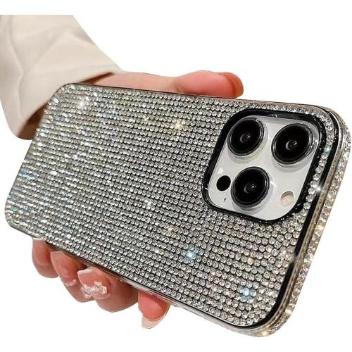 Casechics Compatible with iPhone Case,Crystal Glitter Diamond Protection Bling Sparkle Rhinestone Soft Shockproof Cover Phone Case (White,iPhone 13 Pro Max)