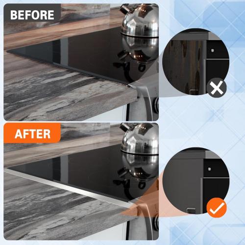 Stove Gap Covers Stainless Steel, 2 Pack Stove Gap Filler Easy Retractable Length 13.8 to 27.5, Width 0.79 ALMCALS Range Trim Kit, Heat Resistant Guard Between Stove Top & Counter
