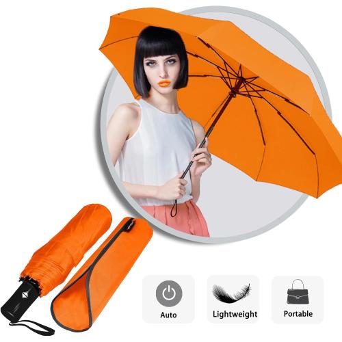 SIEPASA Windproof Travel Compact Umbrella-Automatic Umbrellas for Rain-Compact Folding Umbrella, Travel Umbrella Compact, Small Portable Windproof Umbrellas for Men Women Teenage. (Orange)