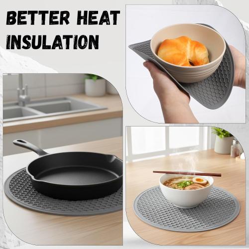 Silicone Microwave Mats, 10 inch Heat Resistant Multifunctional Mat for Kitchen, Non-Slip Silicone Trivet Dishwasher Safe, Splatter Guard, Grey 1 Pcs
