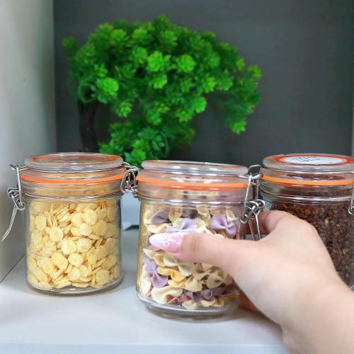 Flrolove 8 oz Small Airtight Glass Jars with Lids,Glass Food Storage Canisters with Lids, Mini Airtight Storage Container for Kitchen Canning, Spice, Honey, Nuts, Snacks, Flour, Set of 6