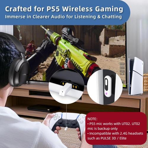 USB-C Bluetooth Audio Adapter for PS5, aptX Adaptive | 2-in-1 USB-A Bluetooth Audio Adapter, Low Latency, Wireless Audio Transmitter to Connect Bluetooth Headphones & Earbuds
