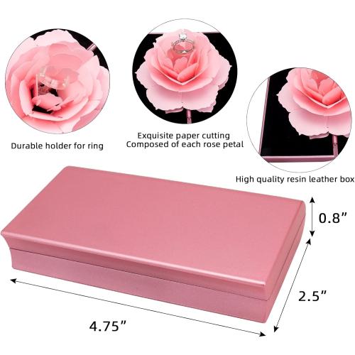 Engagement Ring Box,Ring Rose Box Surprise Jewelry Storage Holder for Woman as Proposal Engagement Wedding Ring Jewelry Gift ect.