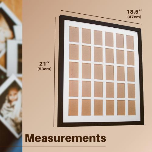 Black Multi Picture Frame Collage Wall Decor For Fujifilm Instax Mini Film - 30 Openings Large Photo Collage Frame For Wall - Mini Picture Wall Frame - Not Compatible with Polaroid Film Size