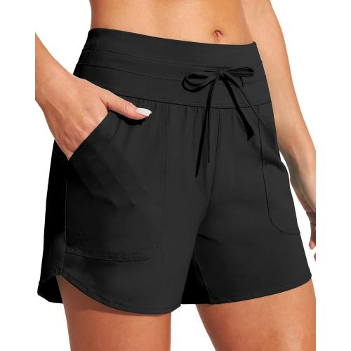 Size M IUGA Womens 5 Swim Board Shorts Stretchy High Waisted Beach Shorts for Women Quick Dry UPF 50  Swimsuit Bottoms with Liner