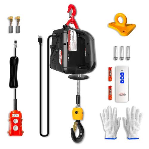 YATOINTO 3 in 1 Electric Hoist Winch, 1540lbs Portable Electric Power Winch with Wire and Wireless Remote Control, 120V Electric Hoist Crane, Overload Protection 25ft Lifting Height for Towing