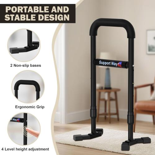Stand Assist Aid Plus, 20-26.8 Adjustable Steel Standing Aid for Seniors & Elderly, Lift Assist Device to Get Up from Floor, Kneeling, or Low Seats, Black