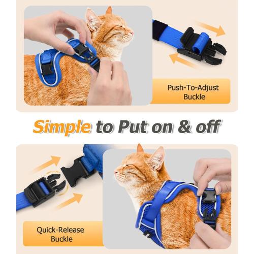 size XS Halypet Cat Harness and Leash Set [MAX Safety 4th-Gen Upgrade] Escape Proof Adjustable Cat Leash Comfortable Soft Vest Easy to Wear Kitten Harness with Reflective Strip for Cats Walking, XS Blue