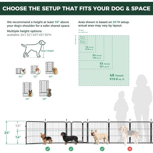 FXW Rollick Unleashed Dog Playpen for Indoor, Yard, RV Camping, 24 inch 8 Panels for Small and Puppy Dogs, Black│Patented