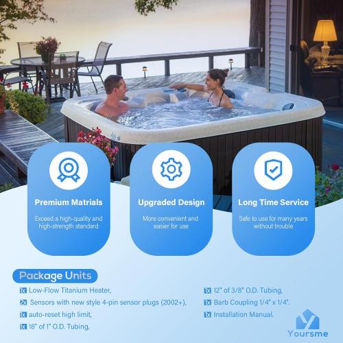 Yoursme 6kW Low-Flow PDR Titanium Heater with Sensors Kit Replacement for Hot Spring/Watkins/Tiger River/Limelight Hot Tub Spa No-Fault, 230V/6Kw,115V/1.5Kw, Replace # 26-C3160-1S, C3160-1S, 73790