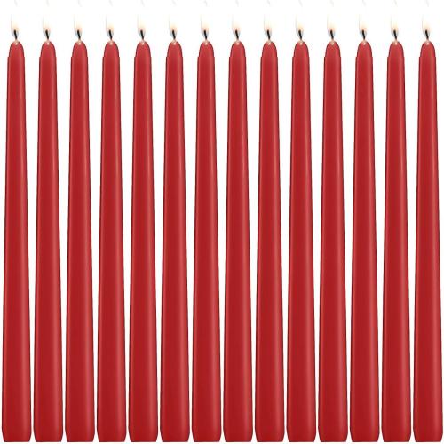 14 Pack Red Taper Candles - Taper Candles 12 Inch Dripless, Smokeless & Unscented - 10 Hours Long Burning - Hand Poured Tall Candlesticks - Ideal for Weddings, Dinner Parties, and Home Decor