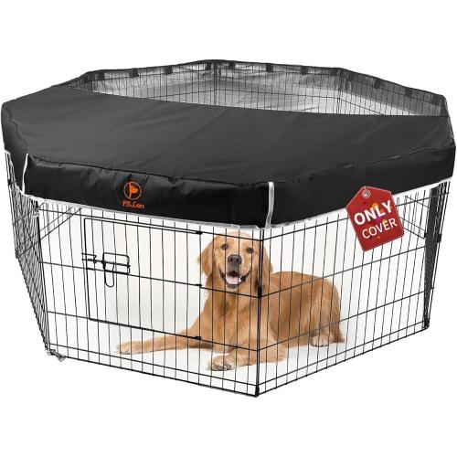 PJYuCien Dog Playpen Mesh Top Cover, Fits 24 Inch 8 Panels Regular Octagon Metal Exercise Pet Pen, Adhesive Tape Connections, Black (Note: Cover Only, Fence Not Included)