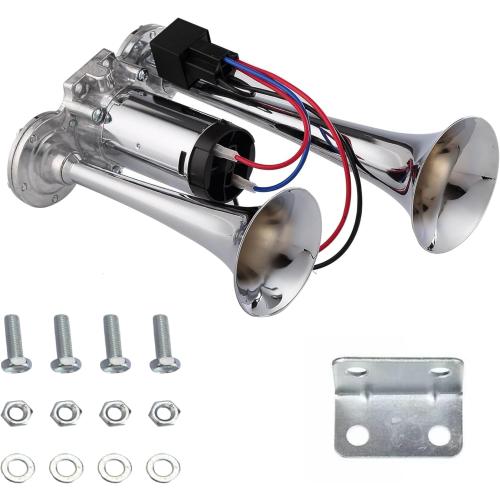 Upgraded 600DB Train Horn for Truck, 12V Super Loud Electric Air Horn Kit with Compressor for Car, Trucks, Impact Train, Pickup, Lorry, Boat, Motorcycle