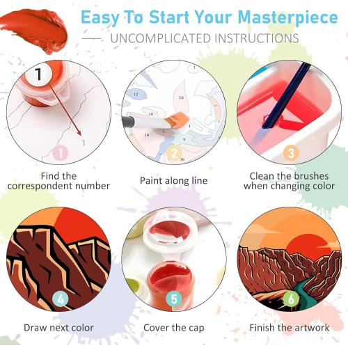 6 Pack Paint by Numbers Kit for Adults Beginners - 10x14 Inch National Park Adult Paint by Number Kits on Canvas, DIY Acrylic Oil Number Painting Kits for Adults, Perfect for Gift Home Decor