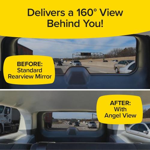 New Improved Angel View Wide-Angle Rearview Mirror AS-SEEN-ON-TV Reduce Blind Spots, Installs in Seconds, Fits Most Cars, SUVs & Trucks