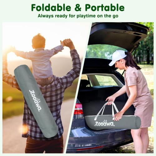 Zooawa Pop Up Playpen for Baby, Portable Playpen for Babies and Toddlers with Removable Sun-Shades& 2 Side UV Covers, Lightweight Outdoor Baby Playpen for Beach Home with Travel Bag,Light Gray