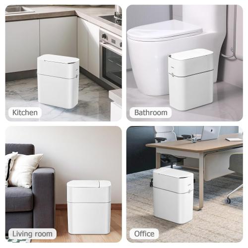MOPALL Automatic Motion Sensor Bathroom Trash Can with Lid, 3 Gallon Smart Garbage Can, Touchless Trash Can Slim Small Trash Bin Waterproof Wastebasket for Toilet Bedroom Office Kitchen Living Room RV