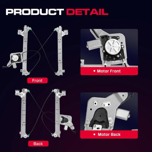 Rear Passenger Side Power Window Regulator with Motor (2 Pins) Fit for 2001-2006 Chevrolet Silverado 1500 3500, Avalanche Suburban GMC Sierra 1500 2500 3500 Yukon XL Cadillac Escalade, 741-579