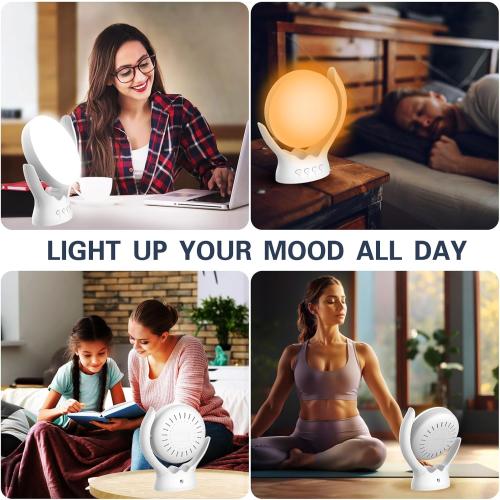 Rotatable Light Therapy Lamp,10000 Lux Sunlight Lamp with UV-Free,3 Color Temperature & 5 Brightness Level & Timer,Therapy Light for Home, Office, Decoration
