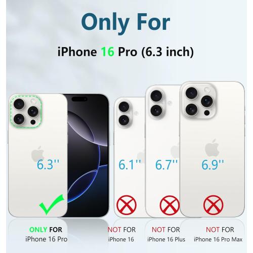 FNTCASE for iPhone 16 Pro Case: Military Grade Drop Proof Protection Mobile Cover with Kickstand | Matte Textured Rugged Shockproof TPU | Protective Sturdy Phone Case - 6.3 inch Black