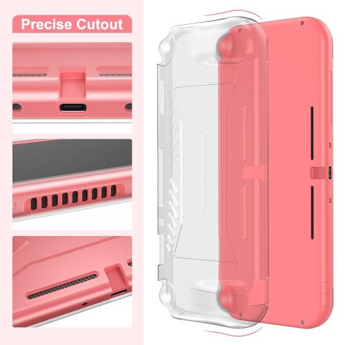 innoAura Switch Lite Case 18-in-1 Accessories Bundle for NS Switch Lite (2019), with Protective Carrying Case, Game Holder, Screen Protector & Cute Thumb Grips, Coral