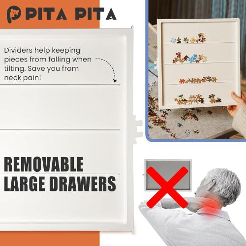 Color Grey 1500 Pieces Rotating Puzzle Board with Drawers and Cover, Dual-Sided Portable Jigsaw Puzzle Table,Tilt&Lazy Susan,Gift for mom Adults