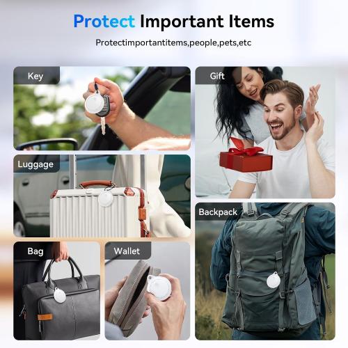 Smart Tags-4 Pack, Smart Bluetooth Tracker Work with Apple Find My, Key Finders and Find My Tracker, Game Changer Waterproof Smart Tag with Key Ring Tracker Tag for Keys/Luggage/Wallet