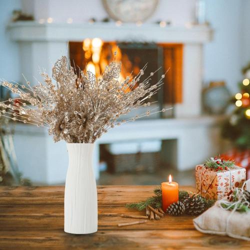 ROSELEAF 28 Pack Christmas Tree Ornaments Set, Champagne Artificial Glitter Berry Flowers Stem Branches Picks for Xmas Tree Decoration Gift Small Vase Home Holiday Wedding Party Decor