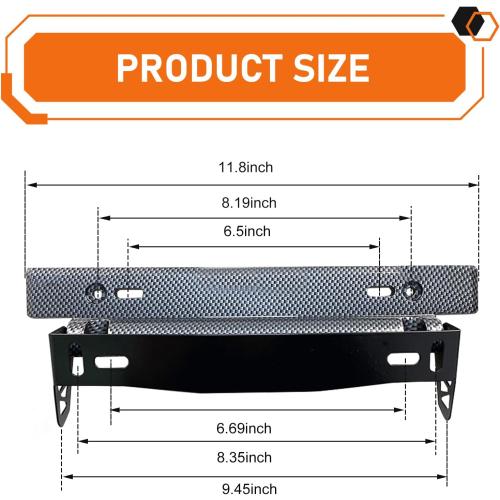 Car License Plate Mount, Adjustable Flip Up License Plate Relocator Bracket, Stable Car Front/Rear License Plate Holder, Universal Racing Style Modification Accessories (Carbon Fiber)