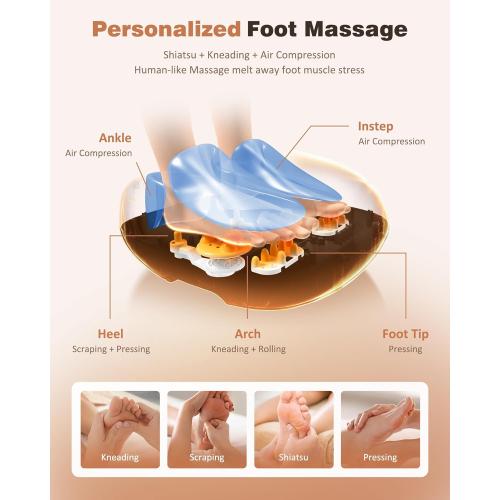 KNQZE Shiatsu Foot Massager with Heat and Compression, Deep Kneading Foot Massage for Plantar Fasciitis Relief, Remote Control, Multi Massage Modes, Auto Shut-Off Timer, FSA Eligible, Mothers Day gift