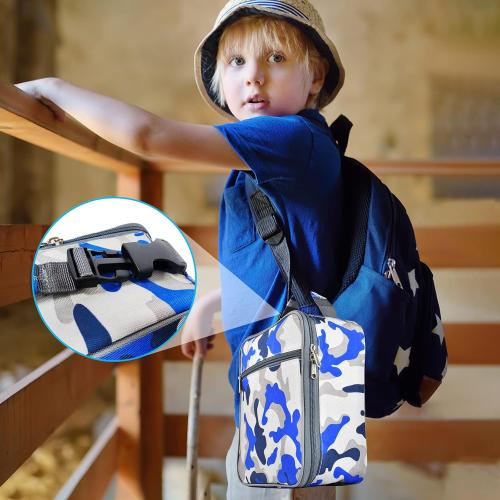 Insulated Lunch Bag, Leakproof Portable Box for Women Men Boys Girls, Large Capacity Cooler Bag with Handle and Bottle Pocket for Office School Camping Hiking Outdoor Beach Picnic (Camo Blue)