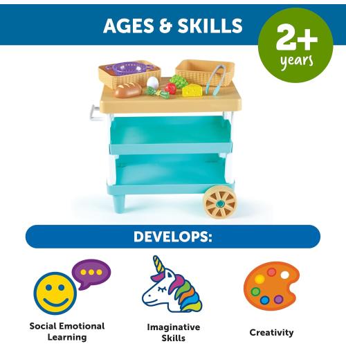 Learning Resources New Sprouts Prep 'n' Store Kitchen Island - Ages 2 , Play Food for Kids, Grocery Store Toys for Toddlers,11 Pieces