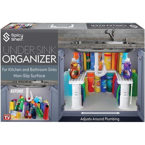 Expandable Under Sink Organizer and Storage I Bathroom Under the Sink Organizer Kitchen Under Sink Shelf I Cleaning Supplies Organizer Under Sink Storage I EXPANDABLE HEIGHT DEPTH & WIDTH