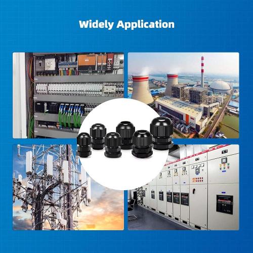 Nylon Cable Gland Kit, CGELE 50 Pack Plastic Waterproof Adjustable Connector 3-16mm Strain Relief Cord Connectors Joints Nylon with Gaskets PG7 PG9 PG11 PG13.5 PG16 PG19