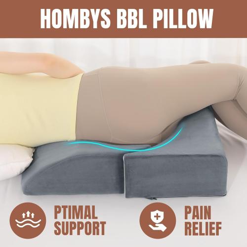 HOMBYS Adjustable Size BBL Pillow After Surgery for Sleeping,High Density Foam Butt Pillow,Brazilian Butt Lift Pillow Post Surgery Recovery for Sleeping,BBL Chair with Hole (Dark Grey)