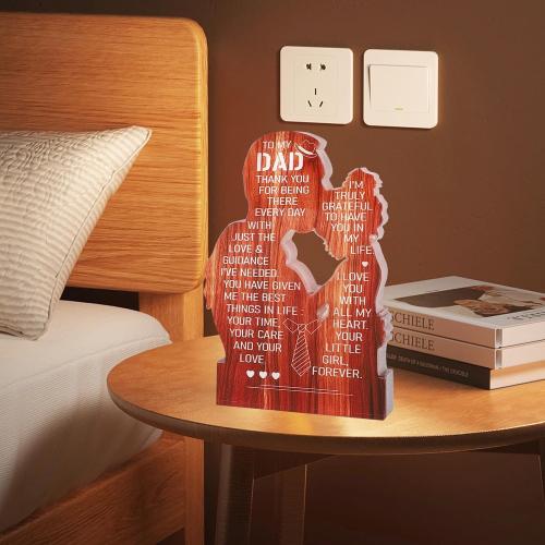 Heartfelt Father Daughter Hug Acrylic Plaque, Keepsake Dad Gift for Father's Day, Birthday, Christmas from Daughter 5.1x3.2 Inch