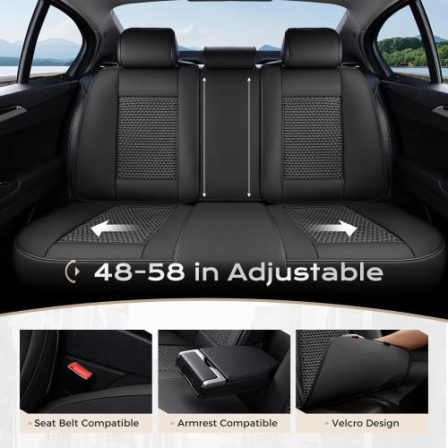 Coverado Car Seat Covers Full Set, Nappa Leather Black Seat Covers for Cars, Waterproof Car Seat Protector, Front and Back Seats Universal Fit for Most Vehicles