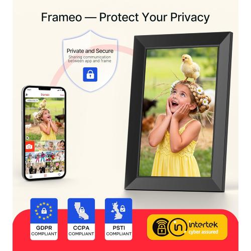 BIGASUO Digital Picture Frame, 10.1 Frameo Digital Frame WiFi with 32GB Memory, 1280x800 IPS Touch Screen, Send Photos/Videos from Your Phone Anywhere, Photo Gifts for Parents and Grandparents