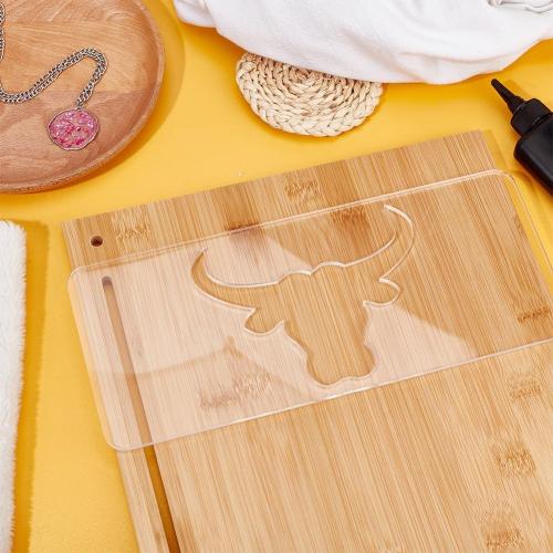 BENECREAT Cattle Clear Acrylic Router Inlay Template, Woodworking Craft Template with Film for Creating Unique Inlays in Signs, Charcuterie Boards, 11.8x5inch