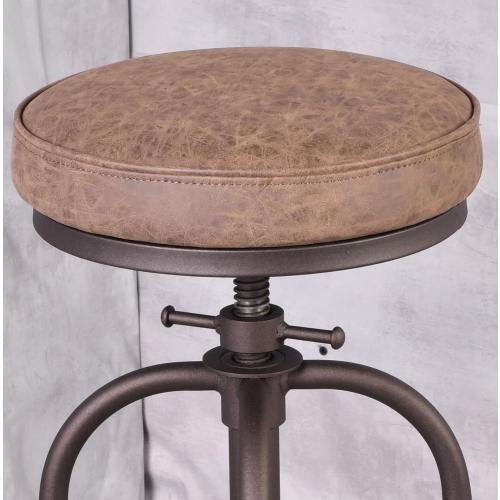 Diwhy Industrial Bar Stool-26-32 Inch Adjustable Swivel Metal PU Leather Seat Stool Bar Height Bar Stool with Footrest-for Kitchen, Dining Side Chair, Pub, Bistro, Set of 2, Copper