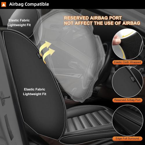 Seat Covers Custom Fit for Toyota 4Runner 2007-2024: 7 Seats Full Set Seat Cushion Protectors Waterproof Leather Comfortable Breathable Compatible Airbag (Black, 3 Rows 7 Seats)