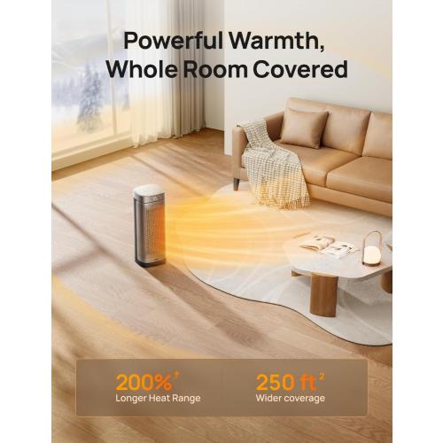 DREO Space Heaters, Fast Portable Heaters for Indoor Use, Large PTC Ceramic Electric with Remote, 12H Timer, 70° Oscillation, Overheat Protection, 1500W Safety Heat for Bedroom Home Office