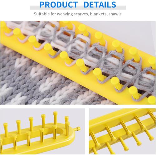 cureder Knitting Loom Long Knitting Loom Kit- Set of 4 Plastic Looms Knitting with 2 Knitting Yarn Loom Needle and 2 Plastic Loom Pick, Fit Craft Kit Tool for Giveaways Souvenirs, Gifts