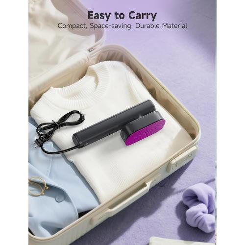 Steamer for Clothes,1200W Powerful Portable Steamer Iron,15s Fast Heat-up,100ml Tank,20 Min Continuous Steam, Wrinkle Remover for Travel, Home, Office(Purple)