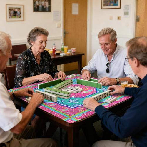 Mahjong Mat with Carrying Bag and 3 Dice, 31.5 X 31.5 Noise Reduction Mahjong Table Cover, Non Slip Gaming Mat for Board Tile Games Poker Card Dominoes, Mahjong Gifts for Women Mahjong Accessories
